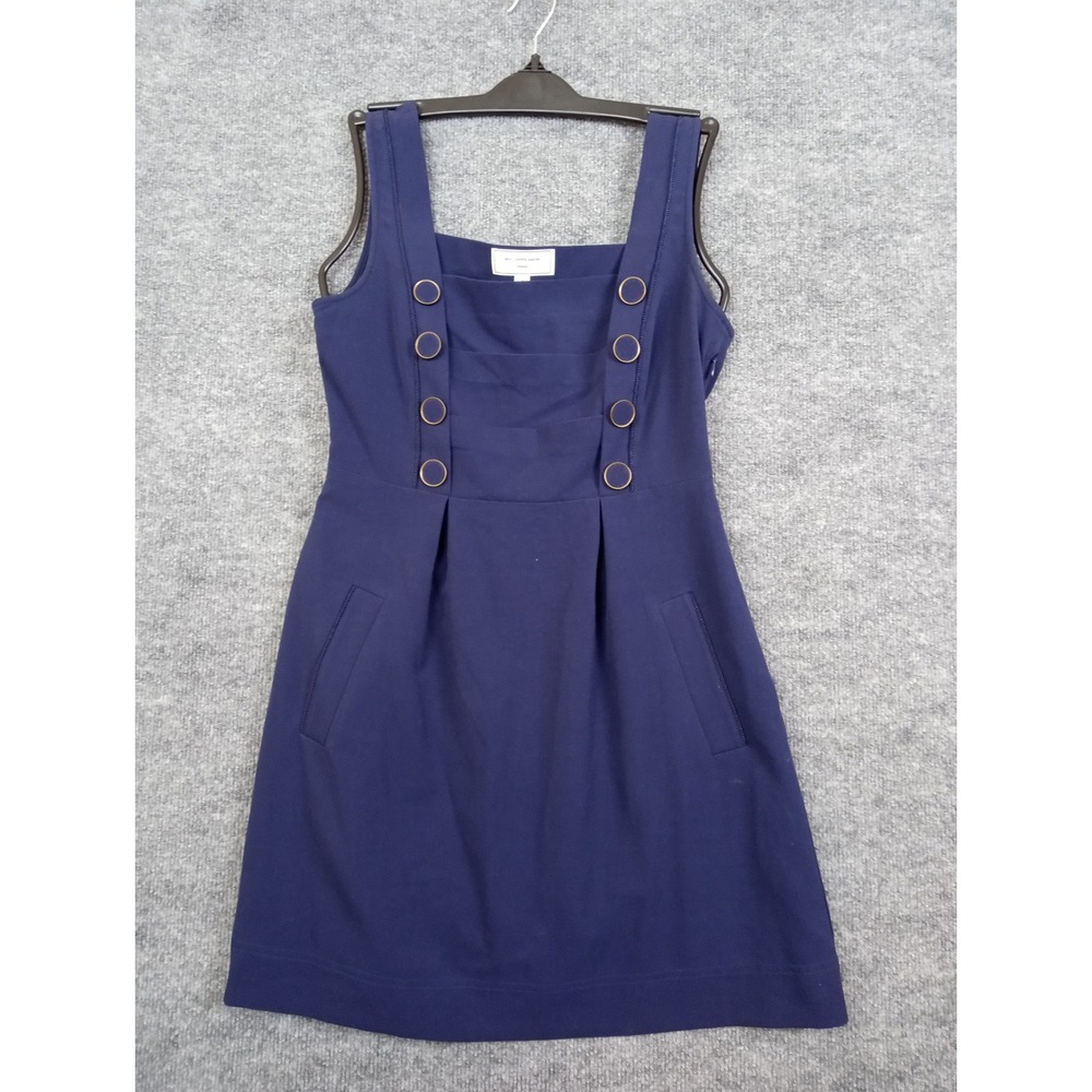 Moulinette Soeurs Dress Size 4 Sleeveless Mini Blue Gold Button Detail